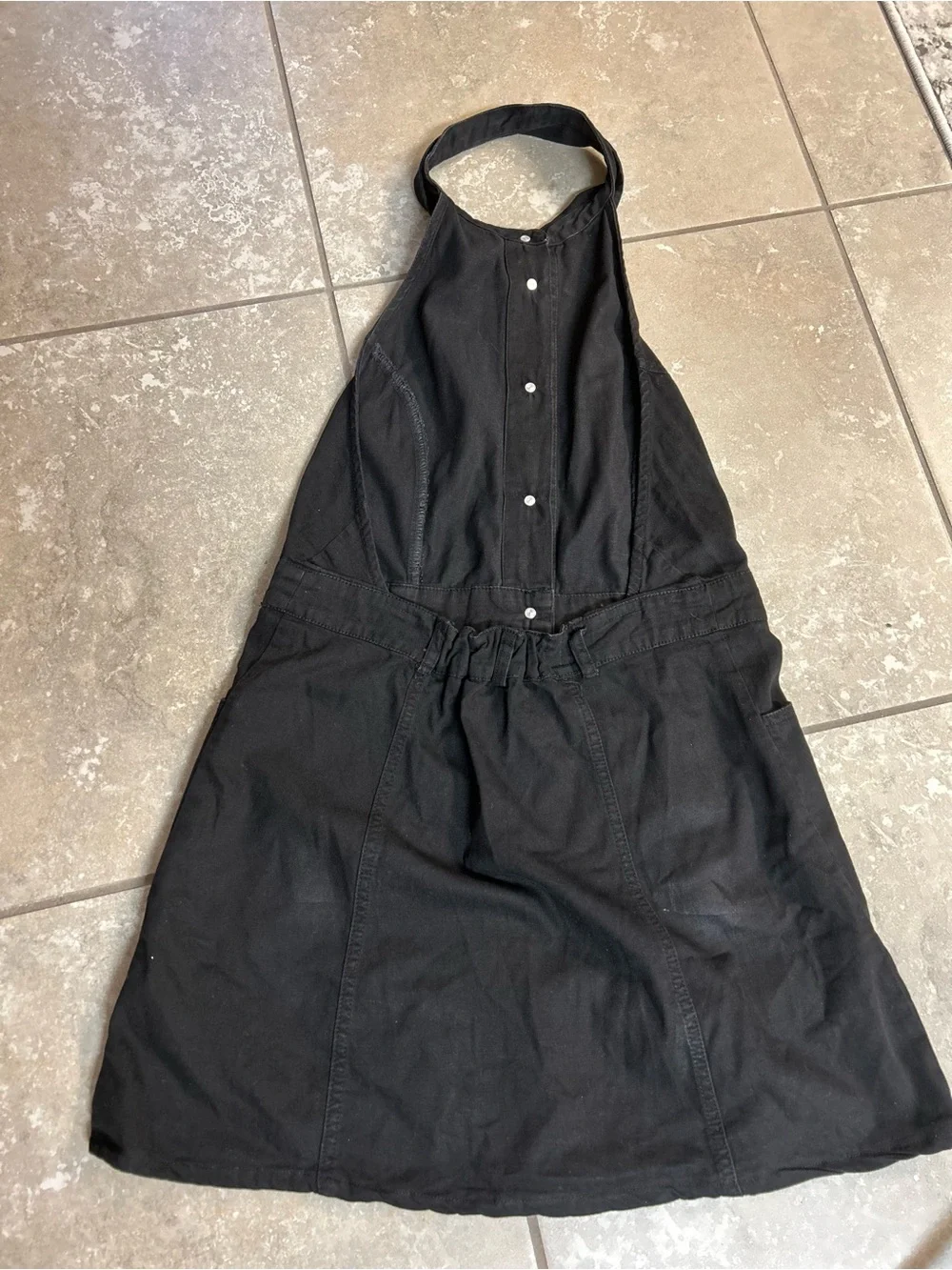 Free People Black Backless Halter Button-Front Mini Dress (Bin A) - Picture 10 of 11